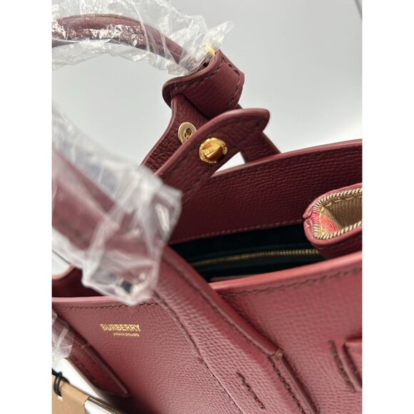 Burberry Small Banner Leather Horse Check Crossbody Shoulder bag Crimson - Picture 6 of 16